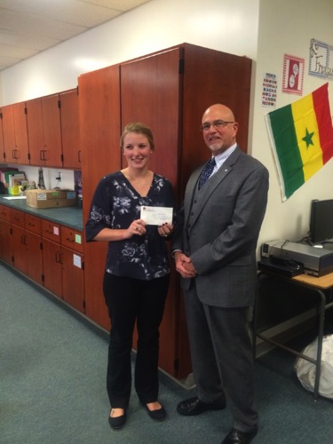 2014 Winner - Haley Messenger of Alexandria Bay. Pictured with Mike Montigelli.